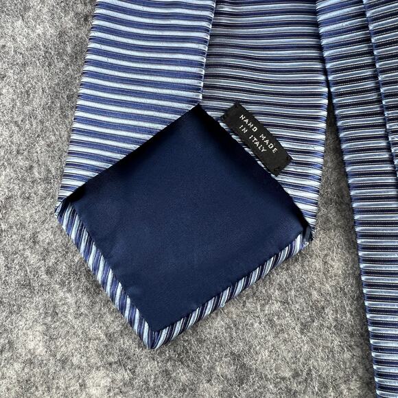 Volta‎ Seta made in ITALY 100% Silk Tie Men's Navy Blue Stripe Necktie - Picture 3 of 5